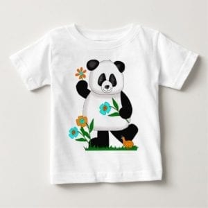 Panda Playing With Flowers Baby T Shirt