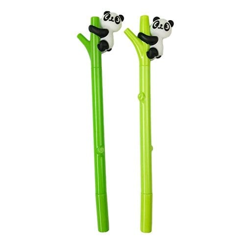 Bluelans Pack of 2 Cartoon Panda 0.5mm Black Gel Ink Pens Rollerball Pen for Office School Student Stationery Gift