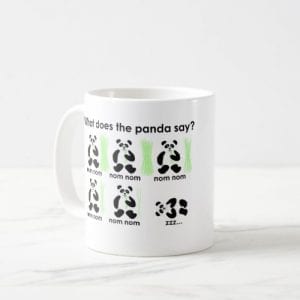 Mug with six pandas in two rows