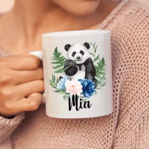 China Giant Panda Bear Ceramic Coffee Tea Mug Drink Cup With Spoon And Lid  14oz